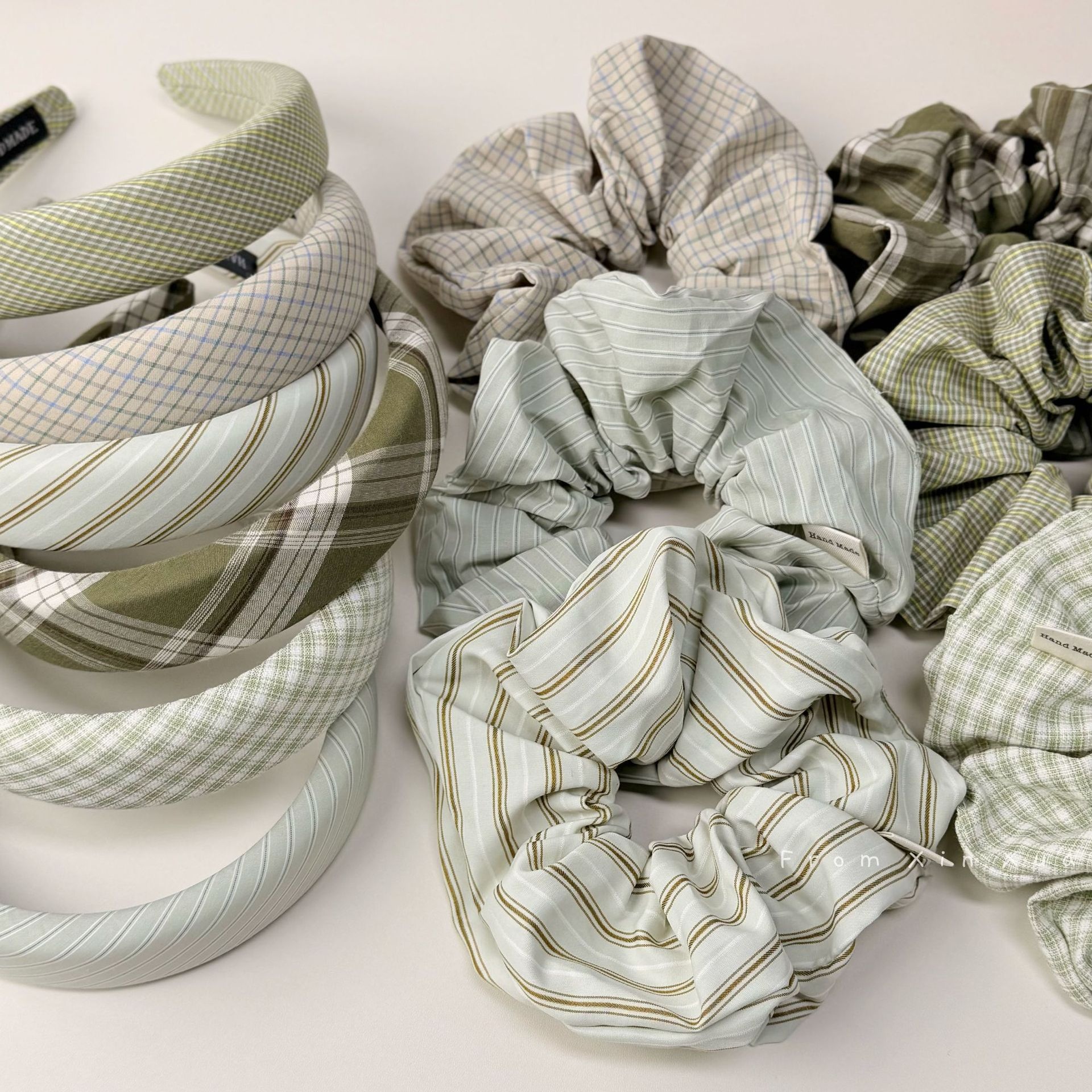 Women's Spring Cloth Bubble Braid Hair Rope Accessory In Green Plaid