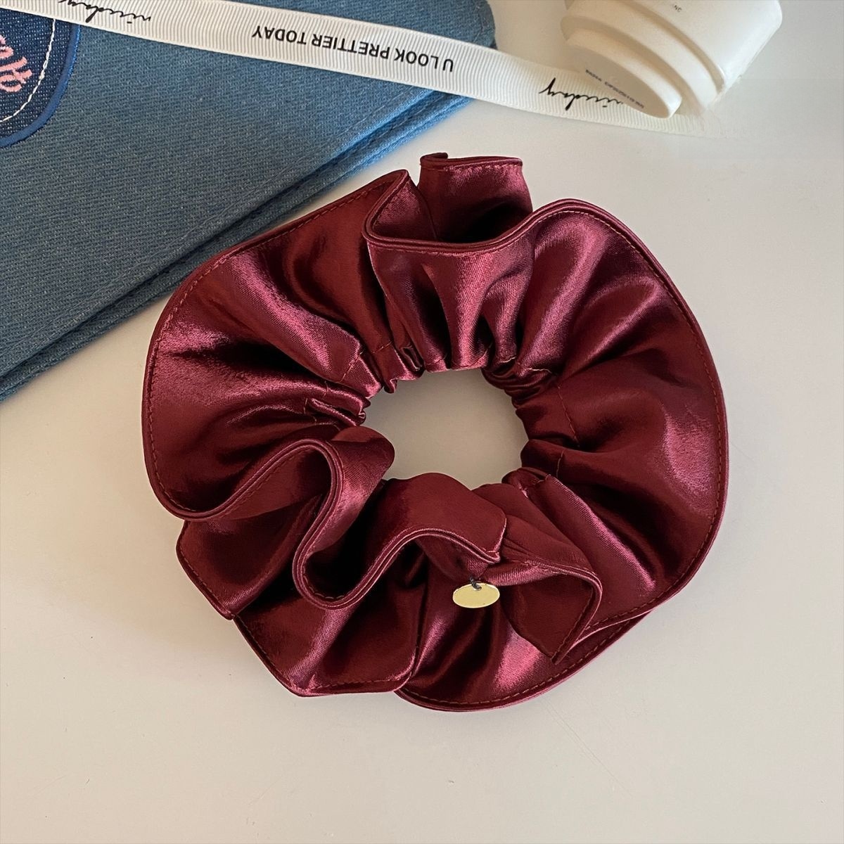 Women Satin Bubble Braid Hair Rope Elegant Spring Hair Tie Solid White