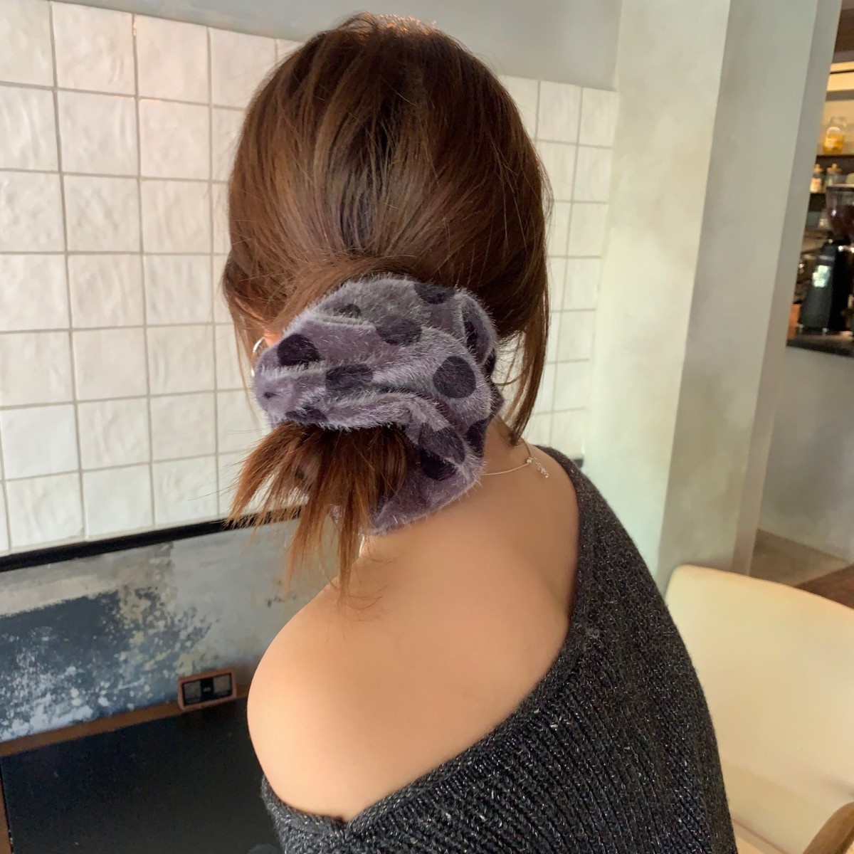 Women's Autumn Winter Velvet Hair Scrunchies Retro Polka Dot