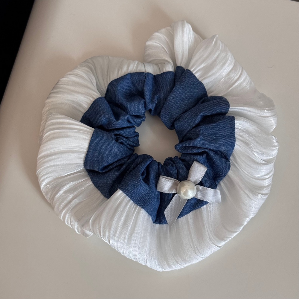Women's Spring Casual Hair Tie Scrunchie Accessories Denim Bowknot