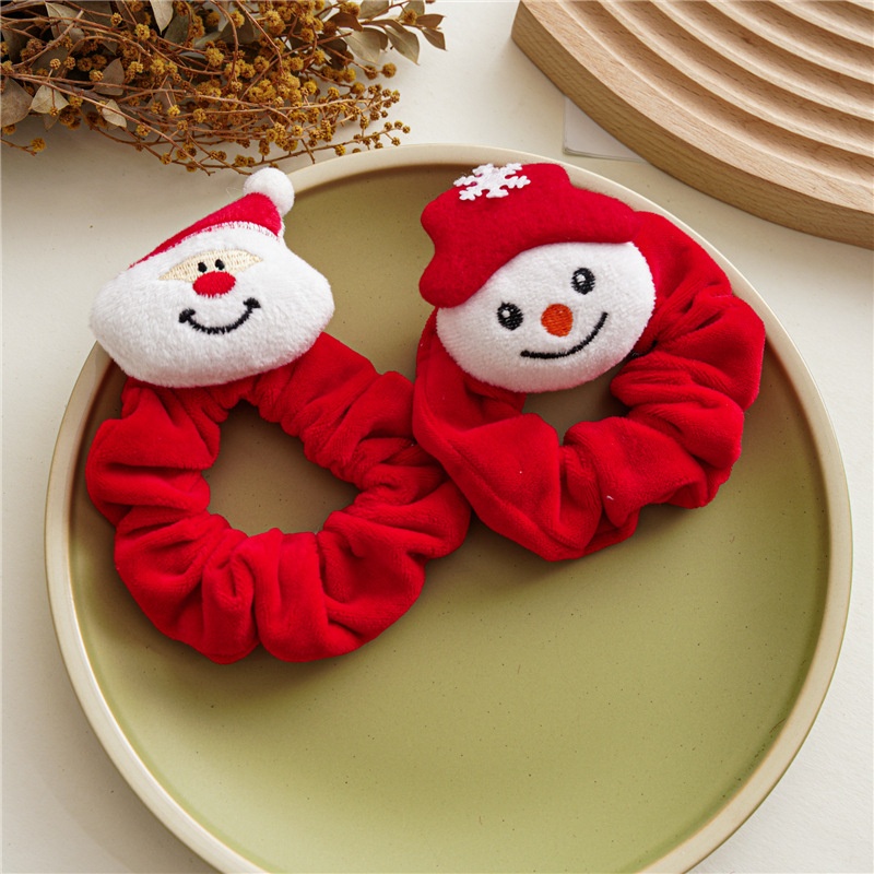 Women's Cute Flannel Hair Tie Festive Christmas Cartoon Pattern