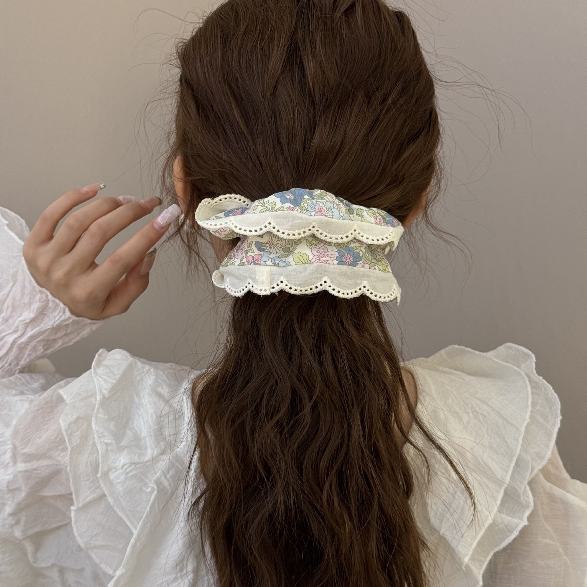 Women's Elegant French Style Lace Hair Tie Ditsy Floral