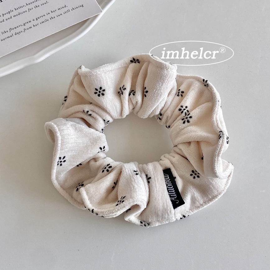 Women's Soft Velvet Hairband Tie For Hair Bun Ditsy Floral Print