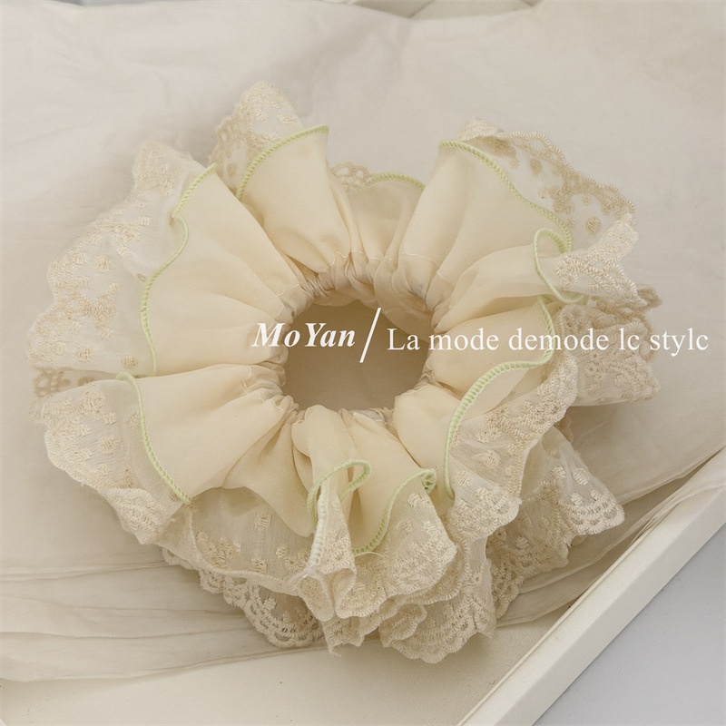 Women's Spring Soft Gauze Hair Tie Scrunchie Purple Color Block