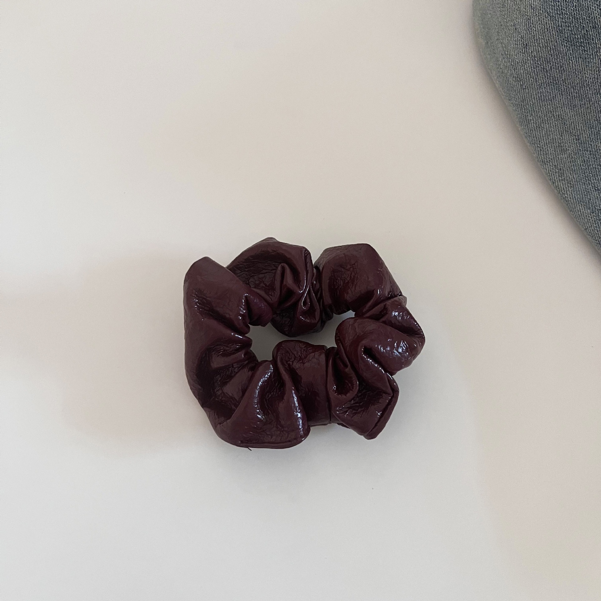 Women's Retro PU Leather Low Bun Hair Tie Autumn Winter Solid Color