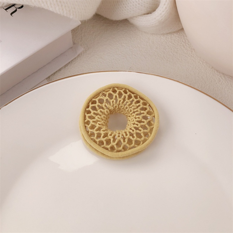 Women's Durable Polyester Hair Tie For Daily Styling Yellow Grid Pattern