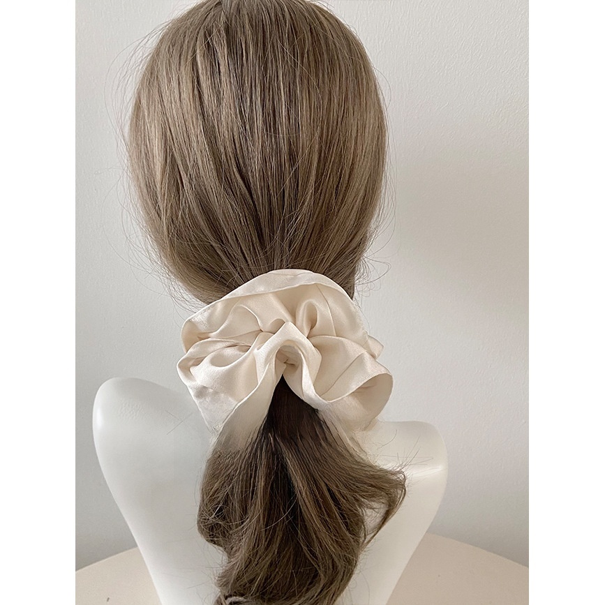 Women's Elegant Soft Satin Daily Hair Tie Scrunchie Solid Grey