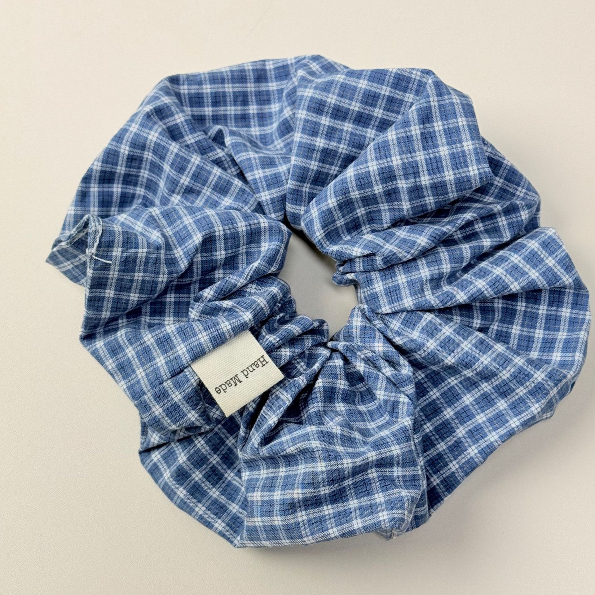 Women Sweet Cloth Hair Band Spring Daily Wear Blue Plaid Pattern
