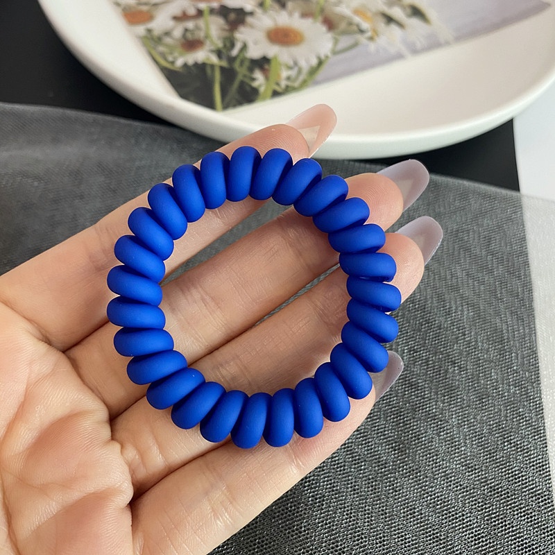 Women's Matte Plastic Spiral Hair Tie Daily Styling Low-Key Blue