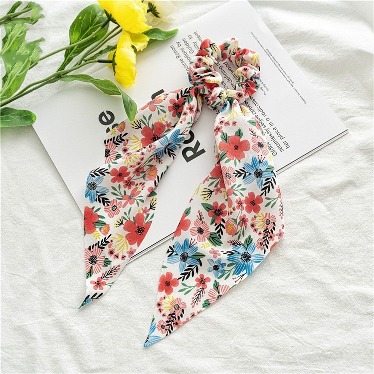 Women's Sweet Fabric Ribbon Hair Tie For Shopping Ditsy Floral