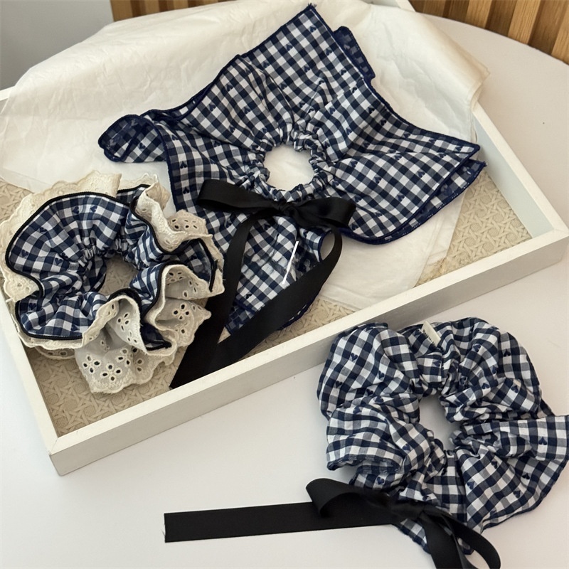 Women's Daily Cloth Hair Scrunchies Plaid Heart Lace Bow Knot