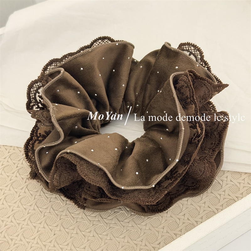 Women's Vintage Double-Sided Fabric Hair Tie For Buns Large Polka Dots