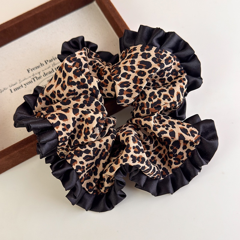 Women's Elegant Retro Satin Ruffle Party Hair Tie Leopard Print