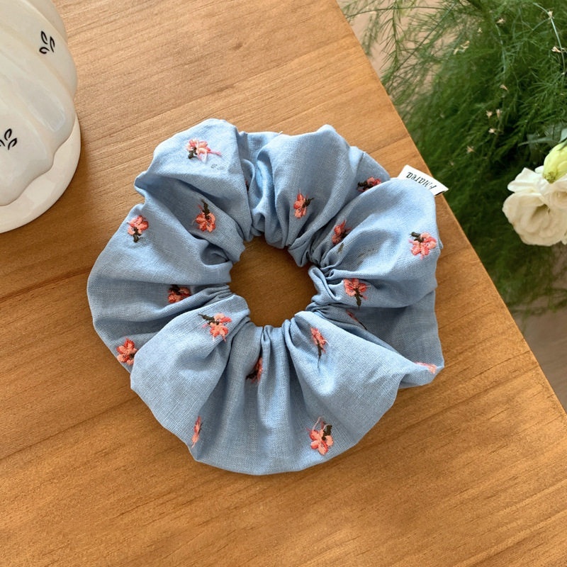 Women's Retro Cloth Bubble Braid Hair Rope Spring Summer Pink Floral