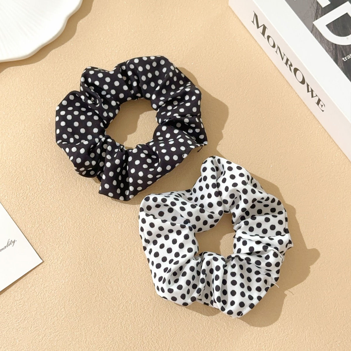 Women's Versatile Cloth Elastic Bun Hair Ties Retro Polka Dot