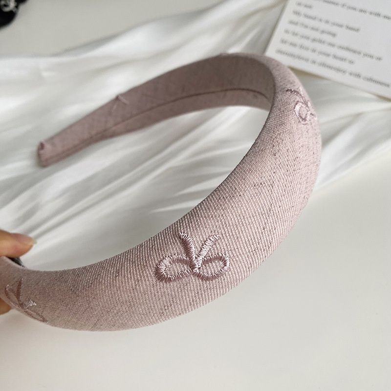 Women's Elegant Cloth Outdoor Hair Tie Pink Black Butterfly Bowtie