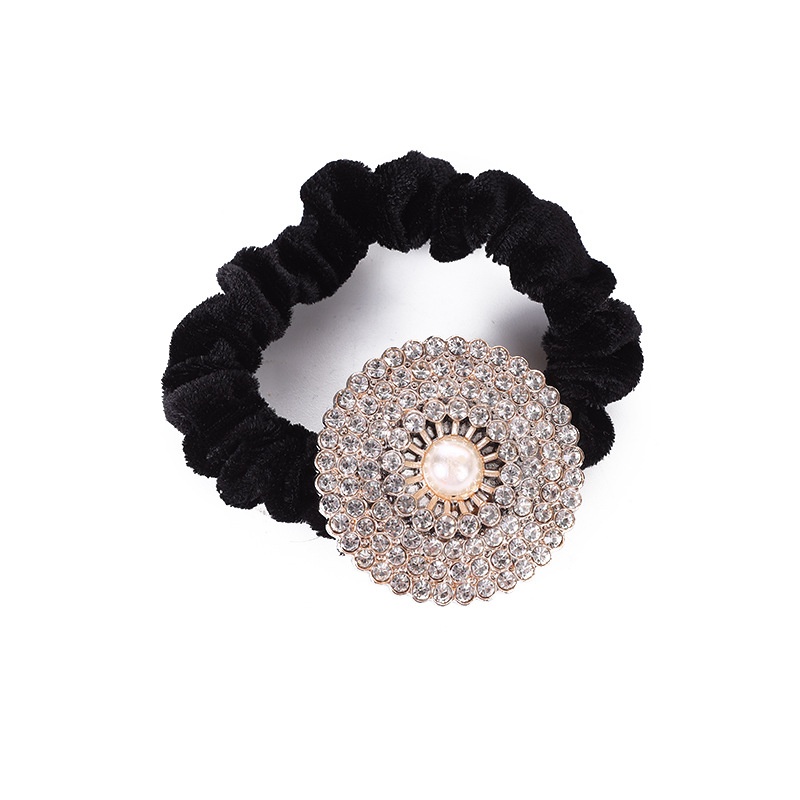 Women's Casual Velvet Hairband Pearl Rhinestone Round Hair Accessories