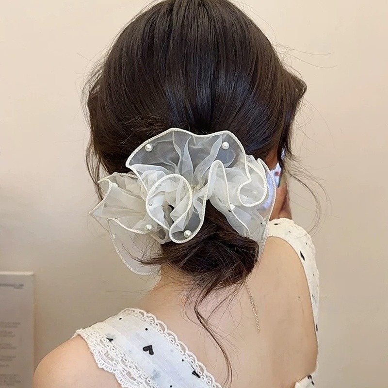 Women's Elegant Irregular Cloth Hair Tie For Weekend Solid Color
