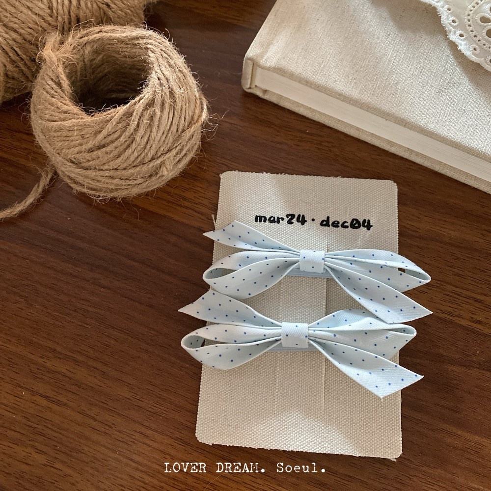 Women's Spring Cloth Bowknot Hair Tie in Navy Blue Ditsy Floral