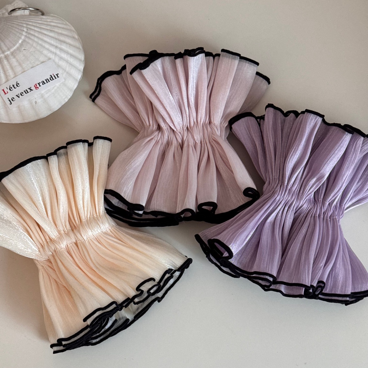 Women Sweet Fairy Style Soft Cloth Hair Tie For Spring Solid Purple