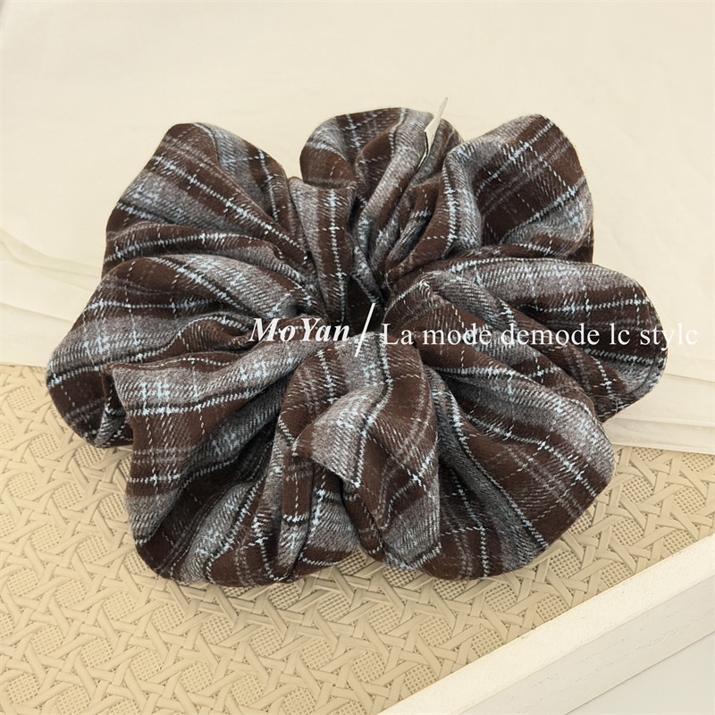 Women's Vintage Flannel Headband Simple Plaid Black White Blue Orange