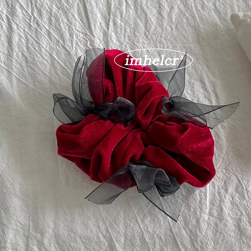 Women's Multifunctional Autumn Winter Velvet Hair Tie Black Lace Bowknot