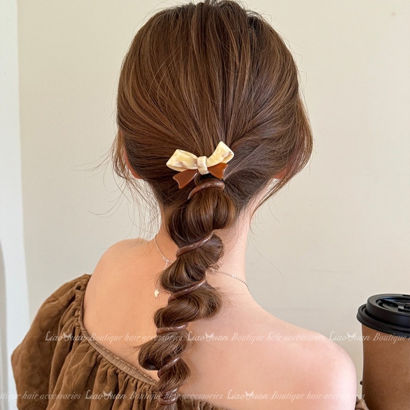 Women's High Elastic Ponytail Bubble Hair Tie Acetate Bowknot