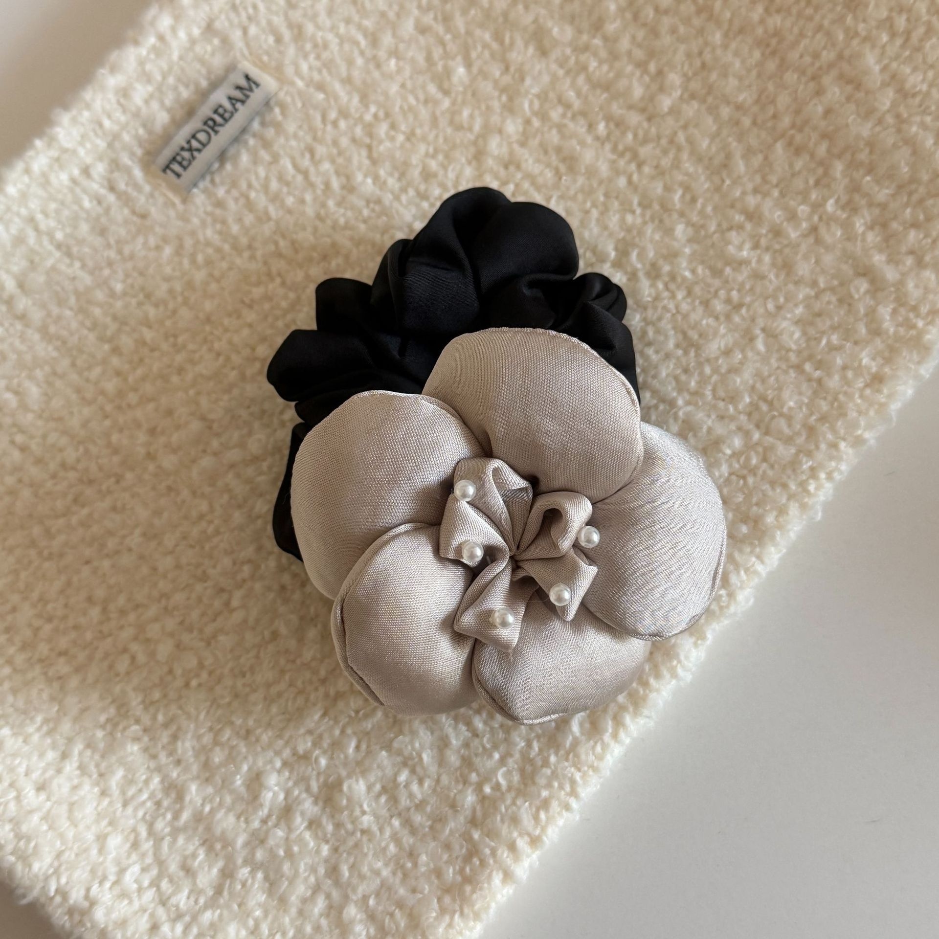 Women's Lolita Pearl Cloth Elastic Scrunchie Hair Tie Floral Polka Dot