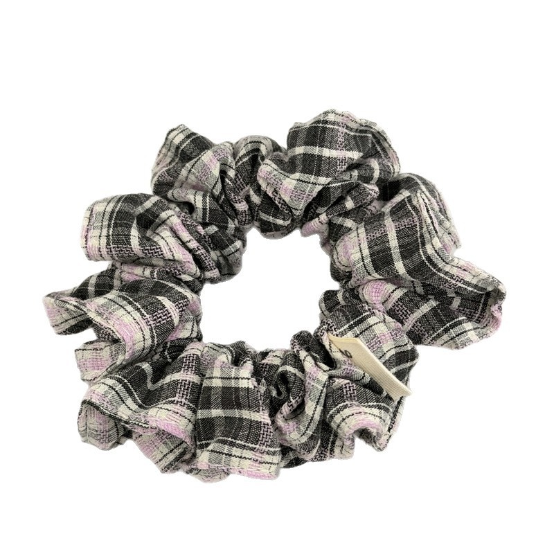Women's Retro Cloth Hair Tie Blue Checkered Plaid Scrunchie for Spring