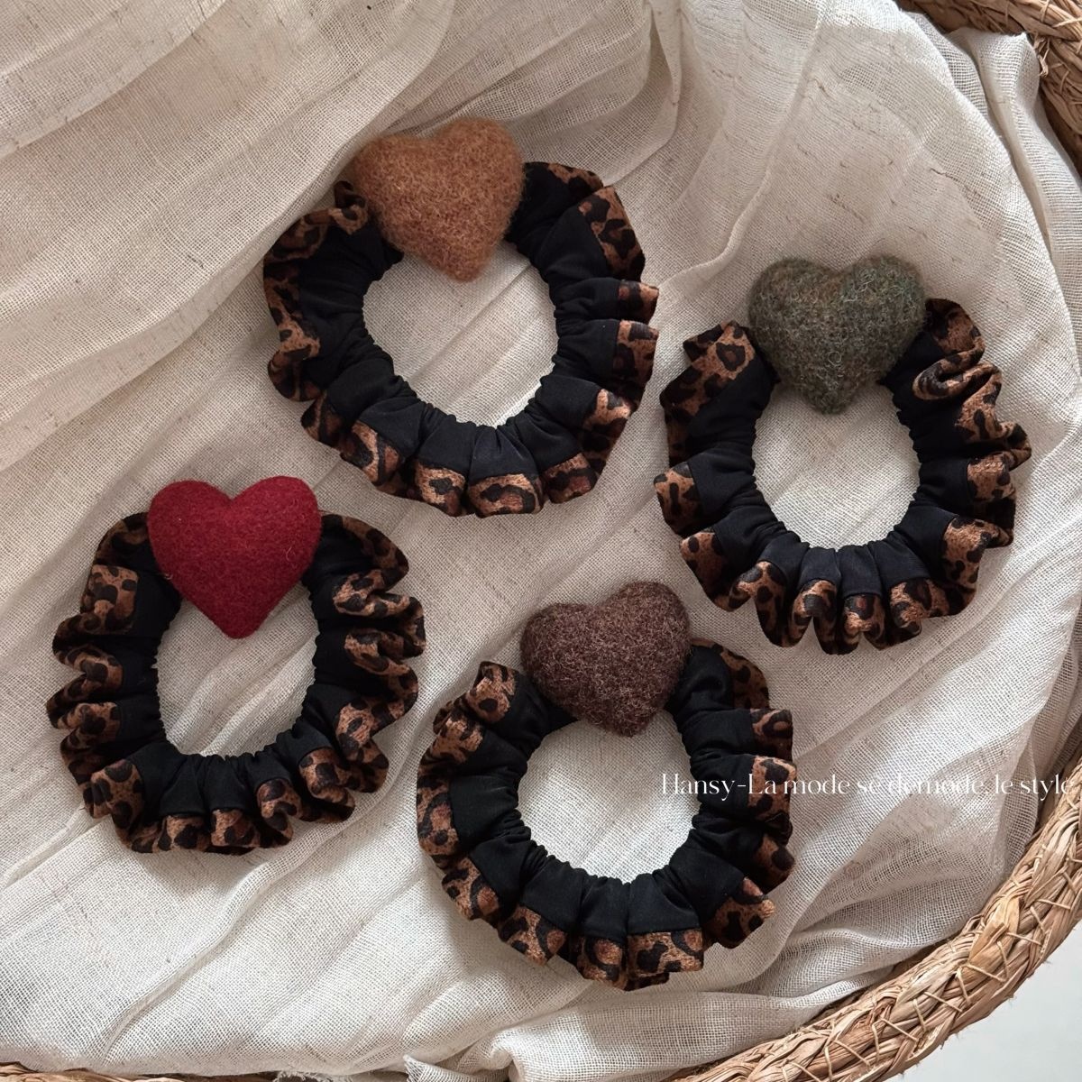 Women's Daily Elastic Cloth Ruffled Hairband Leopard Heart Print