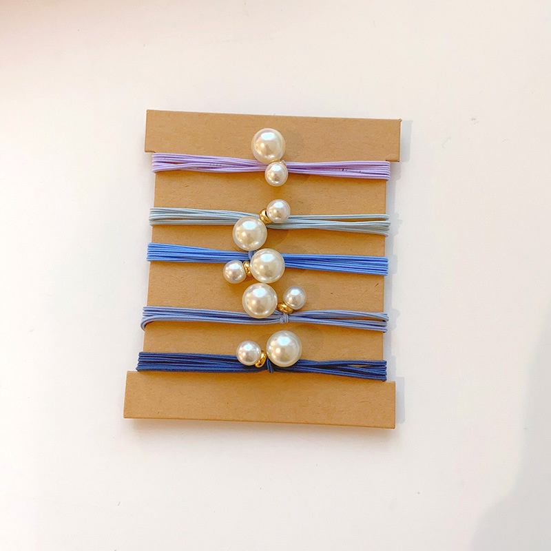 Women's Handmade Pearl Hair Ties Elastic Polyester Daily Bands Graduated Color