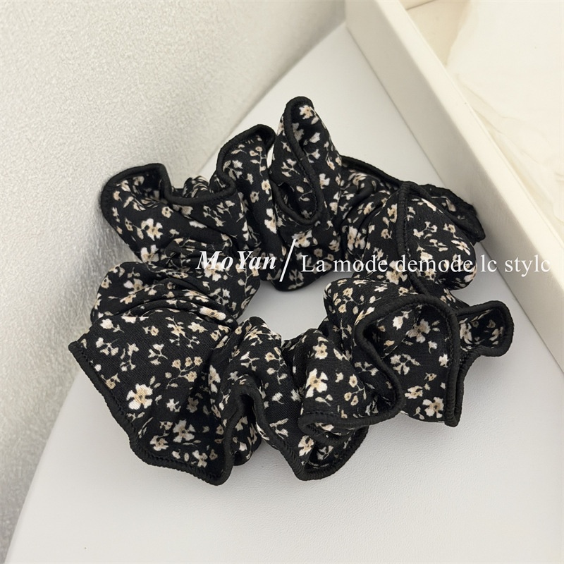 Women's Retro Cloth Spring Hair Tie Scrunchie Coffee Ditsy Floral