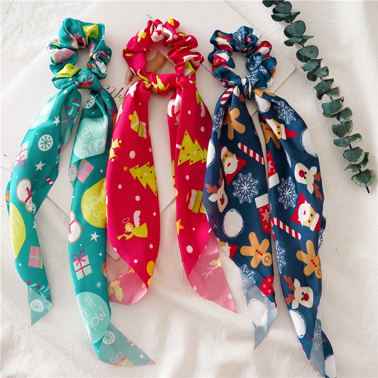 Women's Christmas Hair Tie Festive Snowman Print Cloth Scrunchie