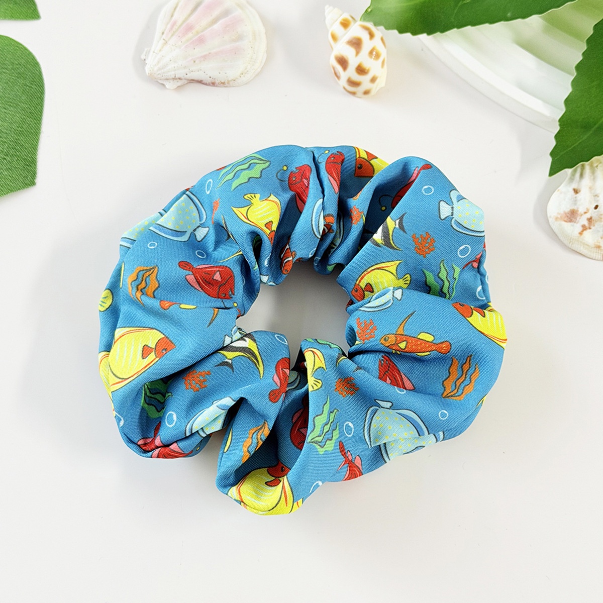 Women's Daily Stylish Cloth Hair Tie Black Blue Marine Shark Pattern