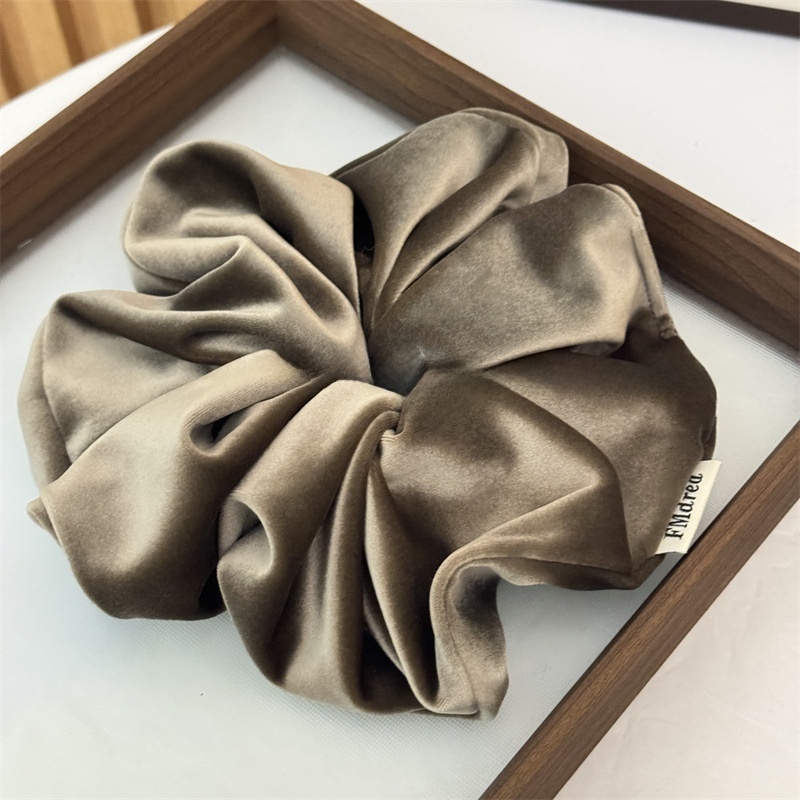 Women's Elegant Velvet Hair Tie For Winter Styling Solid Beige