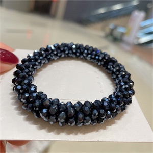 Women's Handmade Crystal Beaded Nylon Hair Ring Dual-Use Bracelet