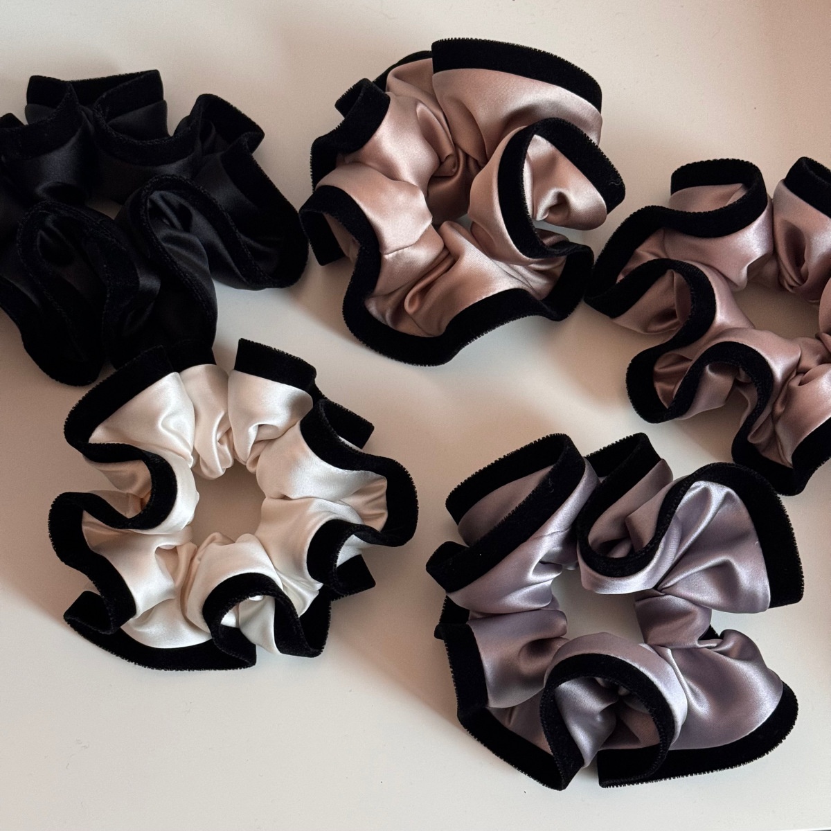 Women's Retro Velvet Satin Large Bow Hair Tie Headband Color Block