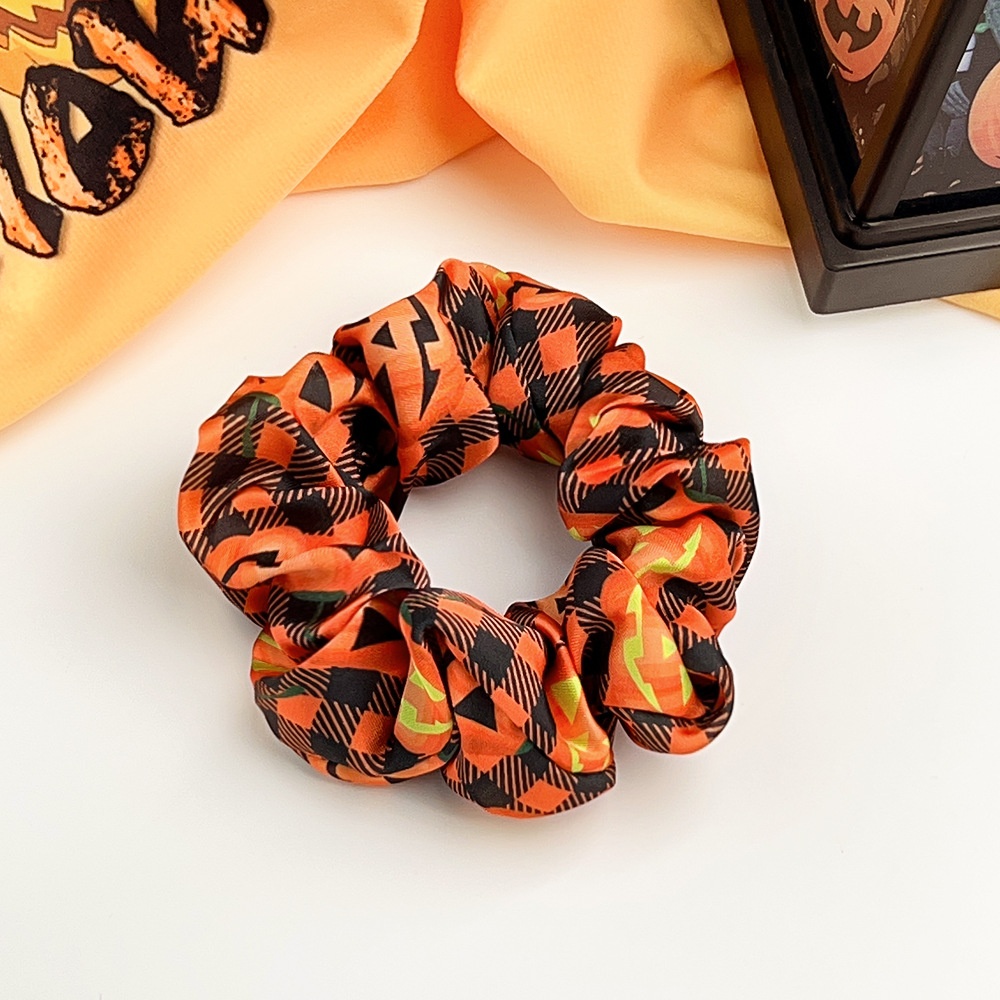 Women's Halloween Cloth Elastic Scrunchies Retro Pumpkin Skull