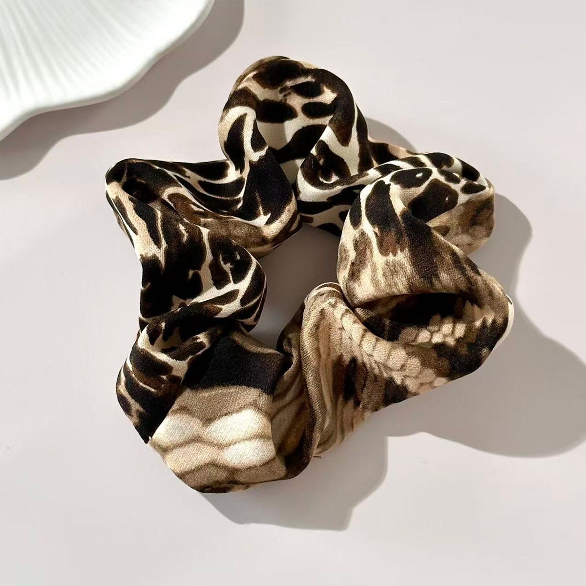 Women's Retro Snakeskin Large Elastic Hairband Fabric Hair Tie Accessory
