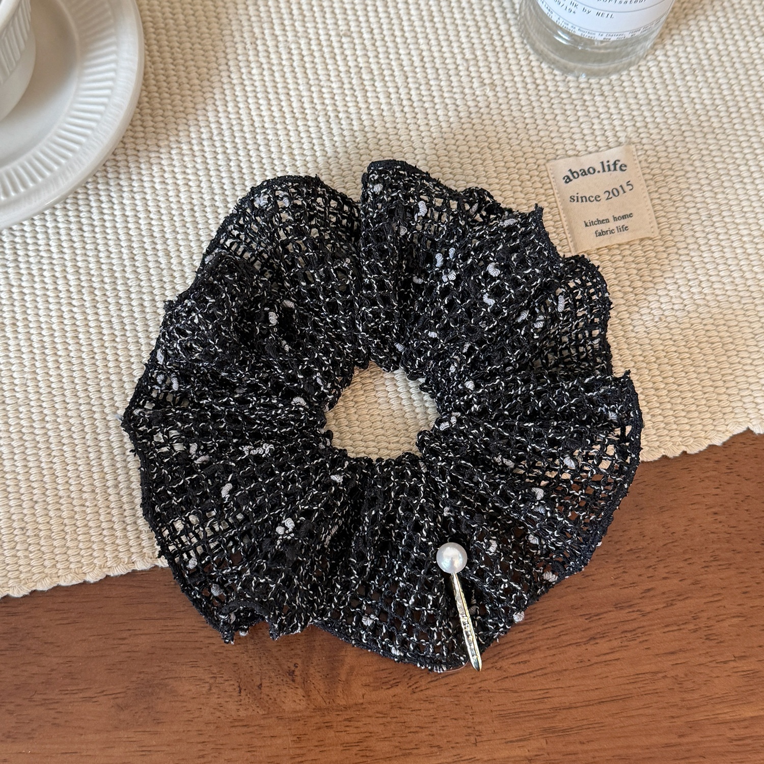 Women's Elegant Knitted Pearl Bun Hair Ties Hollow Pearl Design