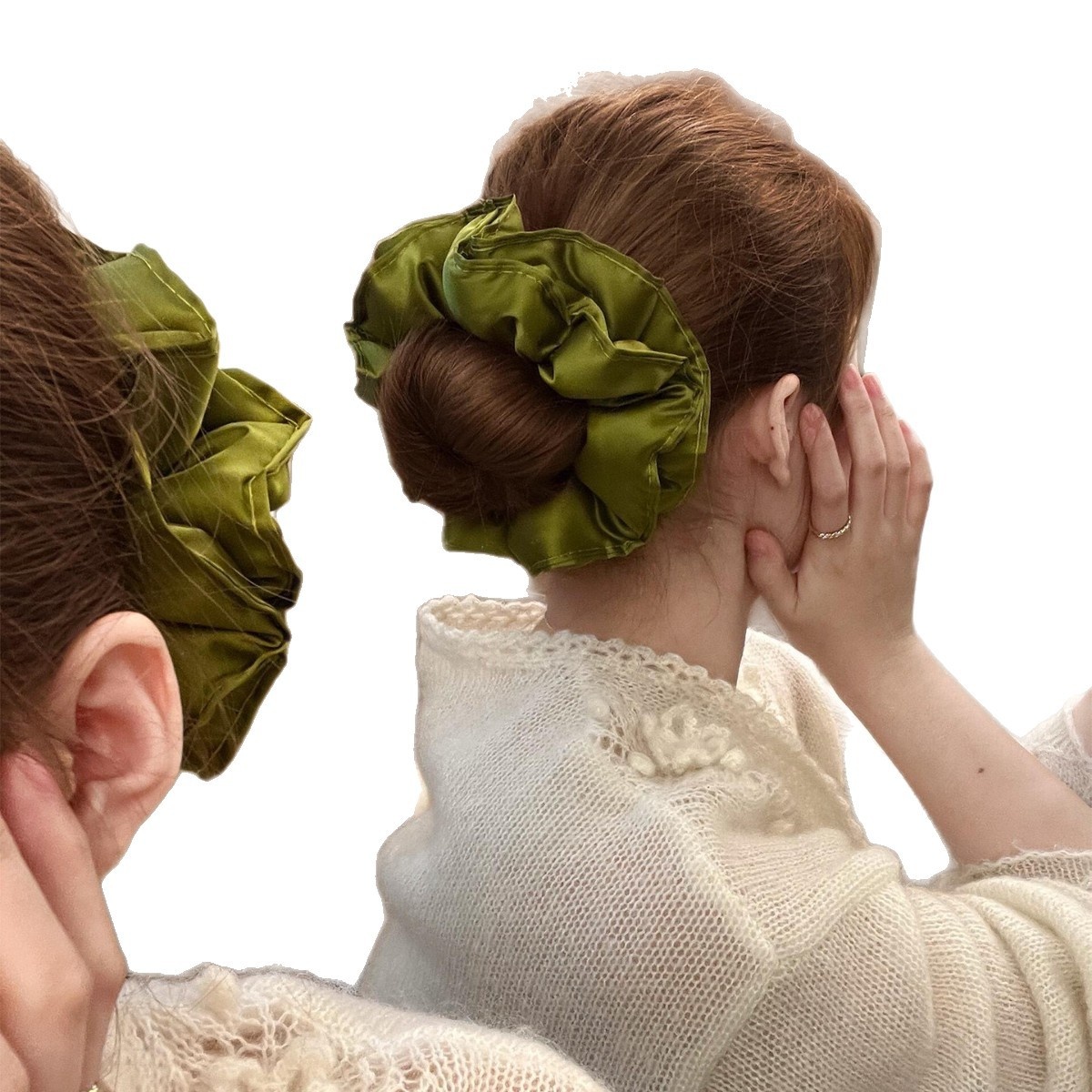 Women's Soft Satin Hair Tie Elegant Scrunchie For All Seasons Solid Color