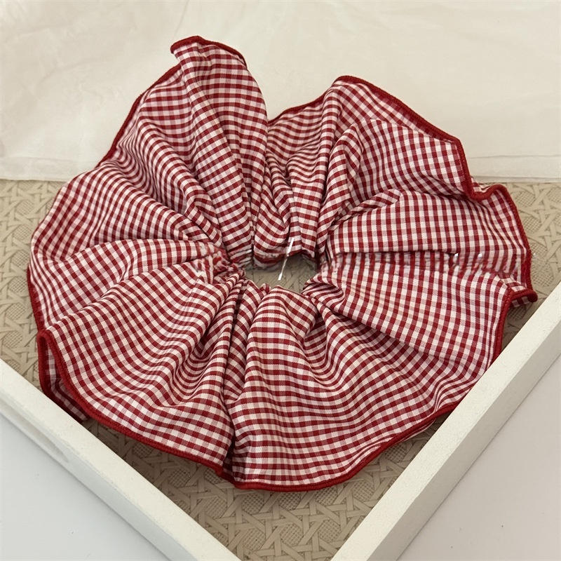Women's Comfortable Cloth Scrunchies Hair Ties For Daily Wear Checkered Plaid