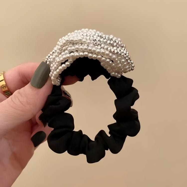 Women's Elastic Pearl Cloth Lazy Hair Tie Autumn Winter Striped Polka Dot