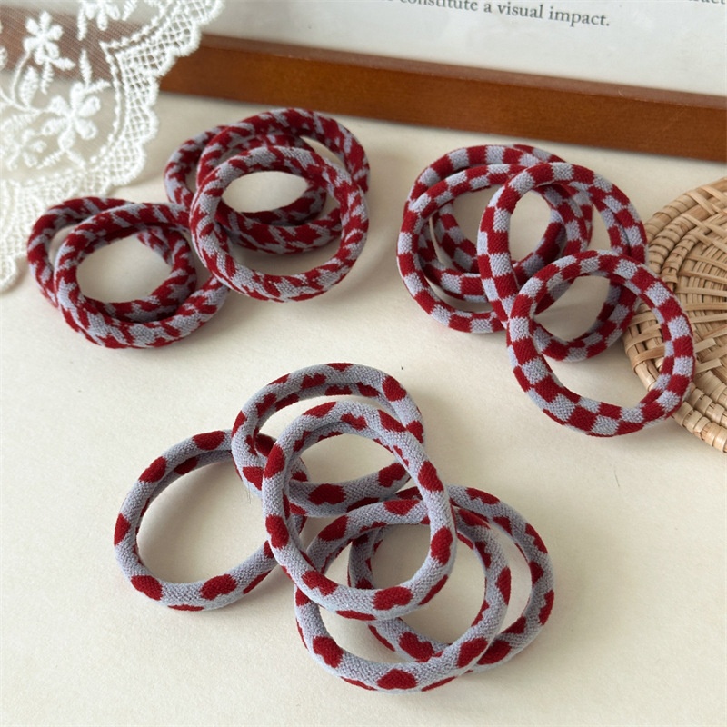 Women's 5Pcs Thickened Towel Hair Ties High Elasticity Winter Polka Dot Bands