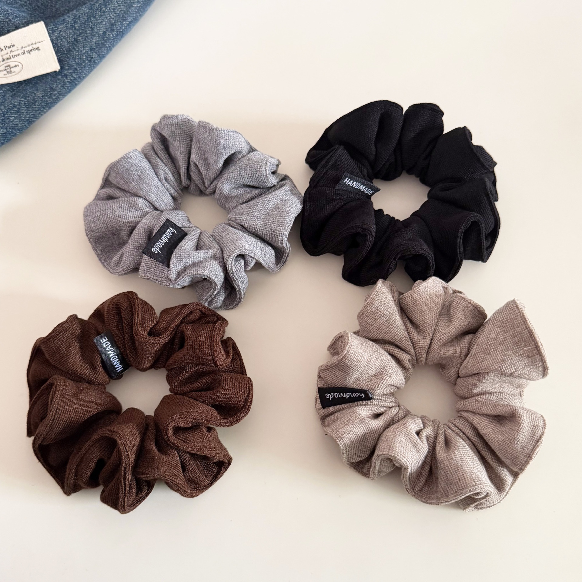 Women Soft Knitted Scrunchie Low Ponytail Hair Rope Solid Color