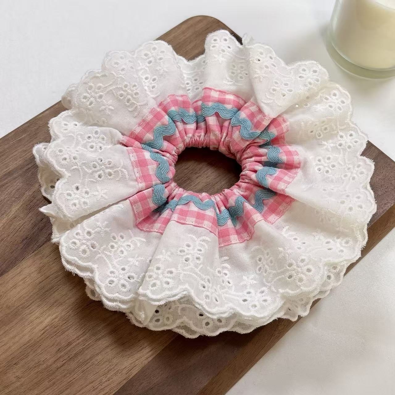 Women's French Romantic Cloth Hair Tie Four Layer Hollow Out Lace