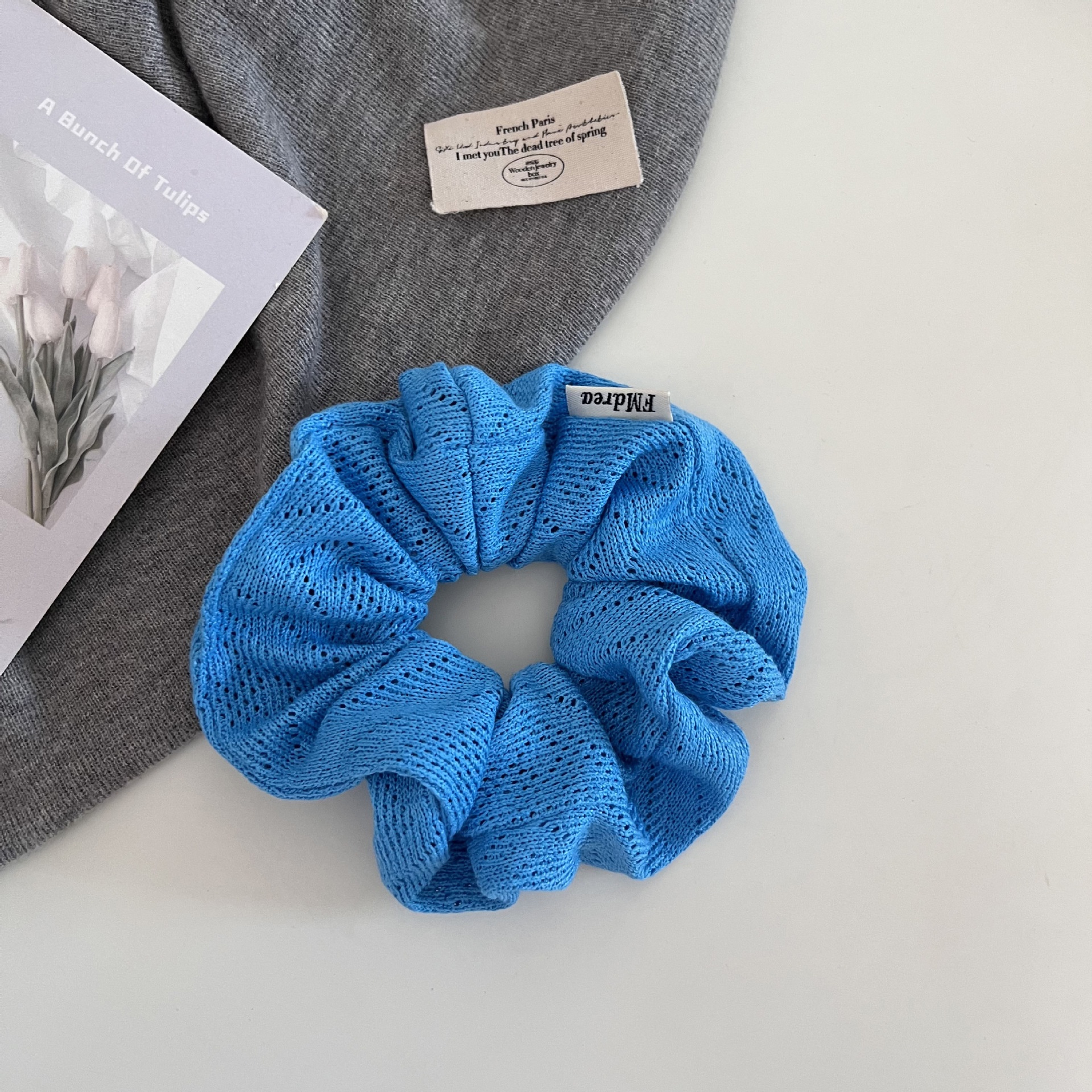 Women's Autumn Knitted Low Bun Hair Bands Daily Puffy Hair Ties Solid Color