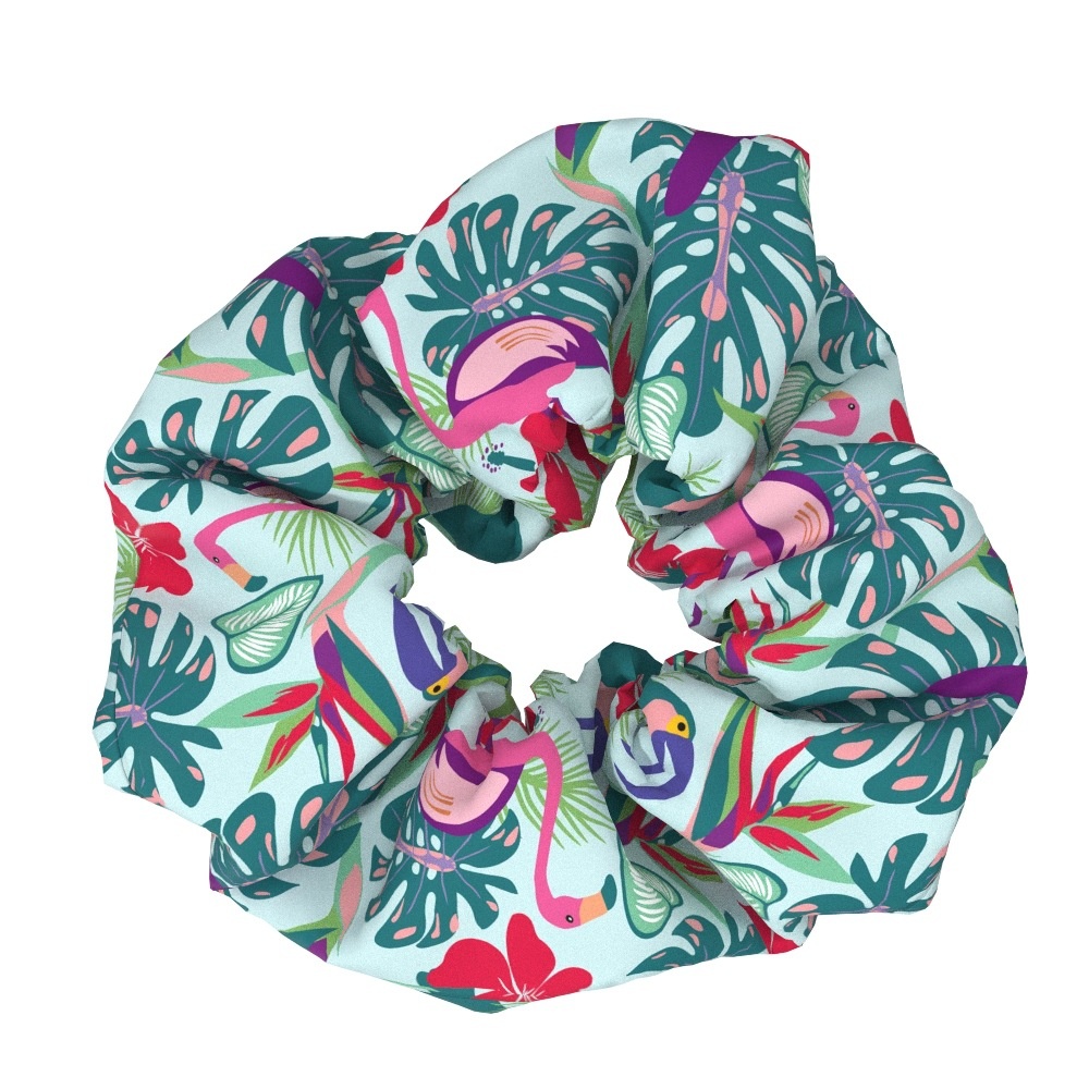 Women's Elegant Flamingo Fabric Hair Bands Sweet Versatile Cloth Scrunchies