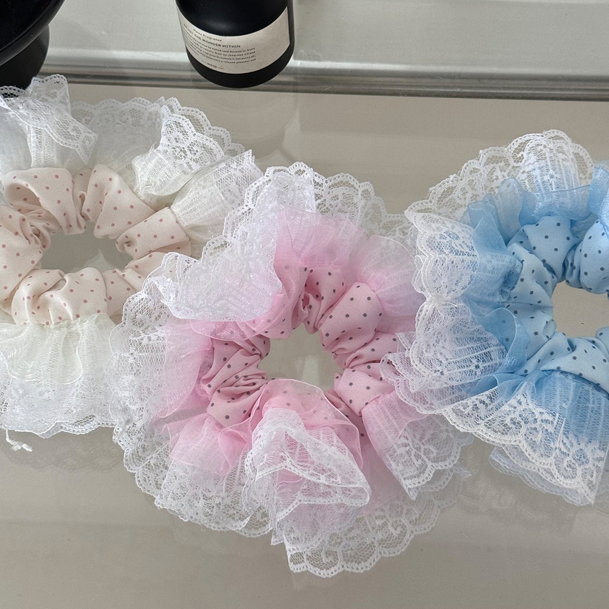 Women's Elegant Lace Edge Large Scrunchie Fairy Summer Hair Tie