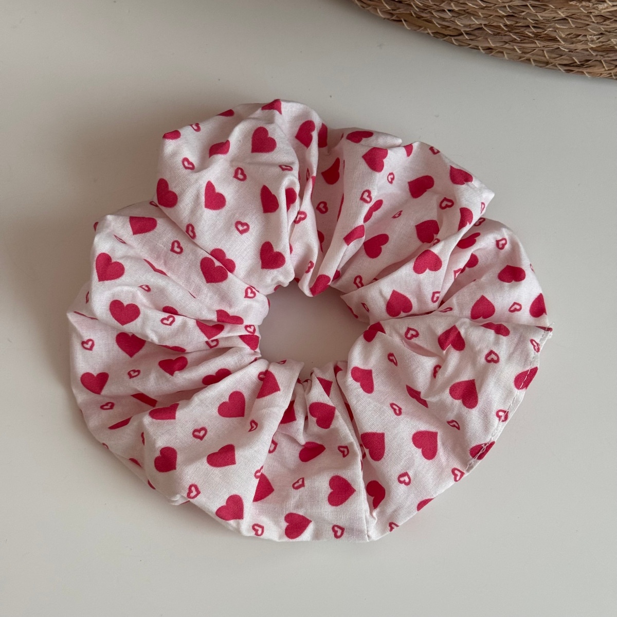 Women's Sweet Soft Cloth Spring Hair Tie Rubber Band Pink Heart Shape